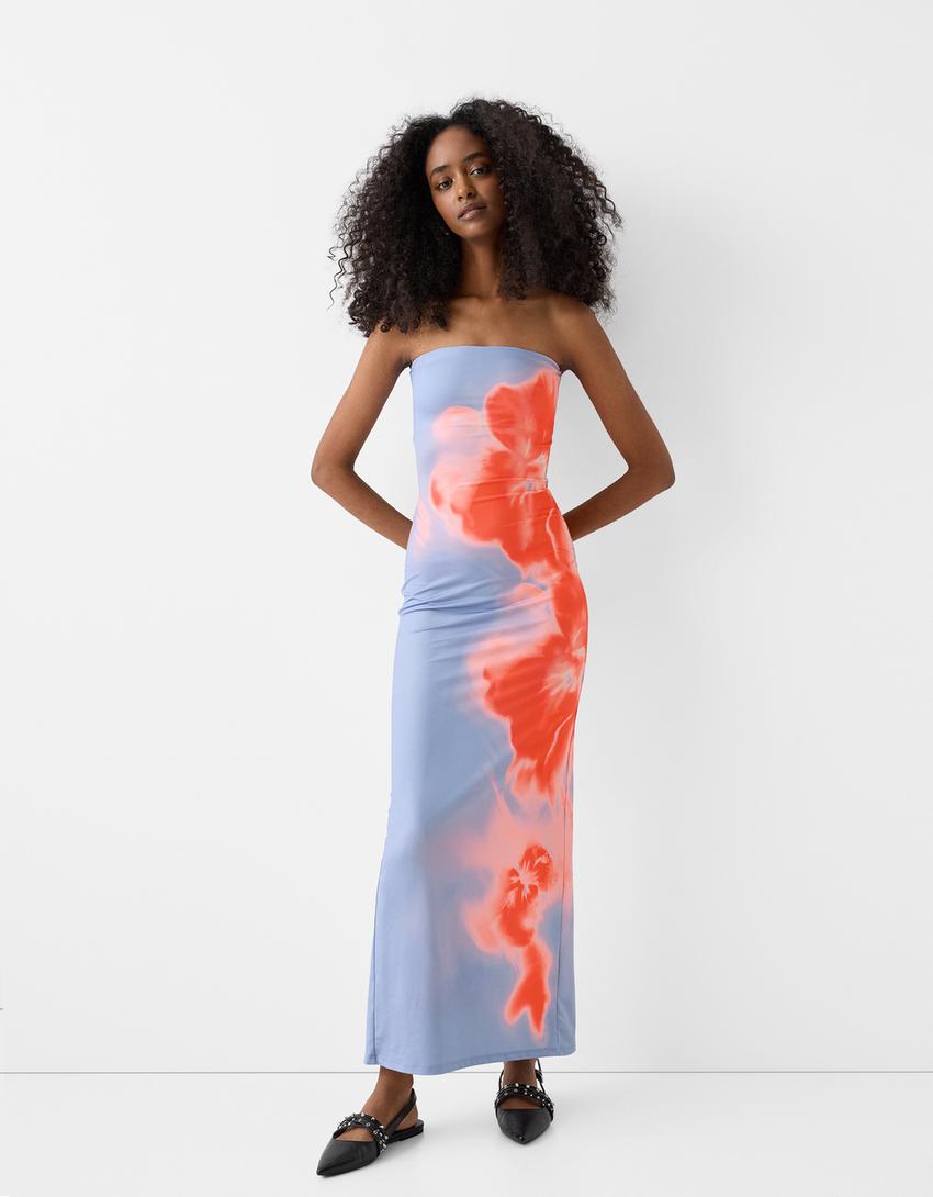 Bandeau Floral midi dress